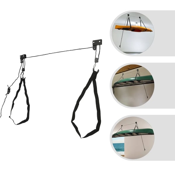 Kajaklift, Loftopbevaringsløsning, Kraftig Design,sort