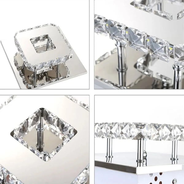 Loftlampe, Elegant Krystal Design, Lysende Belysning,Kold Hvid, 12W