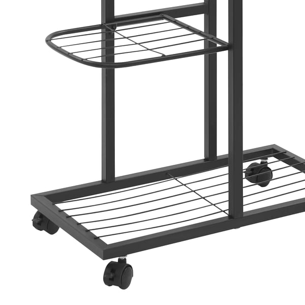 Plantebord, 6-lags design, mobil med hjul,sort