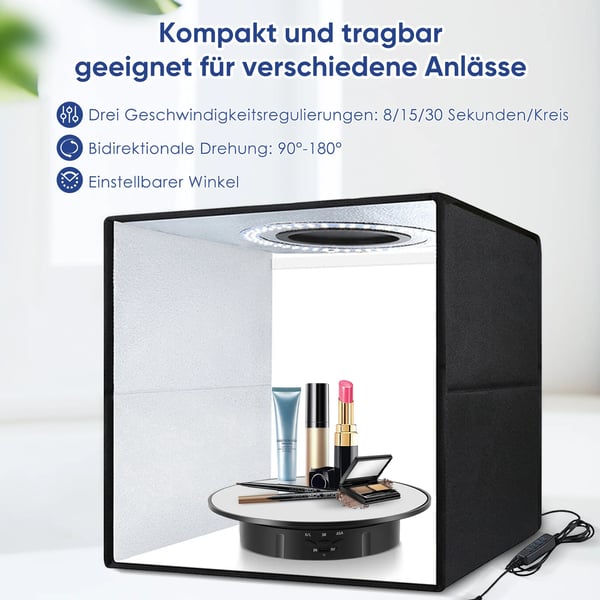 Roterende display drejeskive, justerbar hastighed, tilpasselige baggrunde,sort