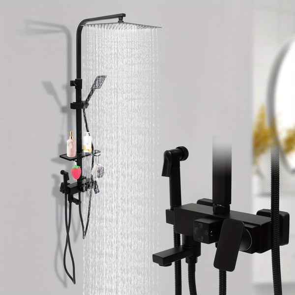 Brusesæt, 30 cm x 30 cm, Messingmateriale, Samleinstallation, Poleret kromfinish, CE-certificeret