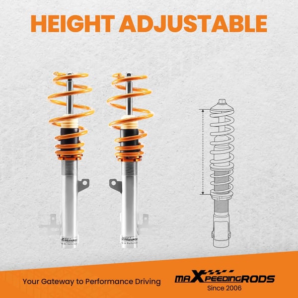 Coilover affjedringskit, justerbar køre højde, højstyrke præstationsfjedre, dimensioner 63 x 28 x 28 mm, kompatibilitet Astra H Mk5, vægt 20 kg