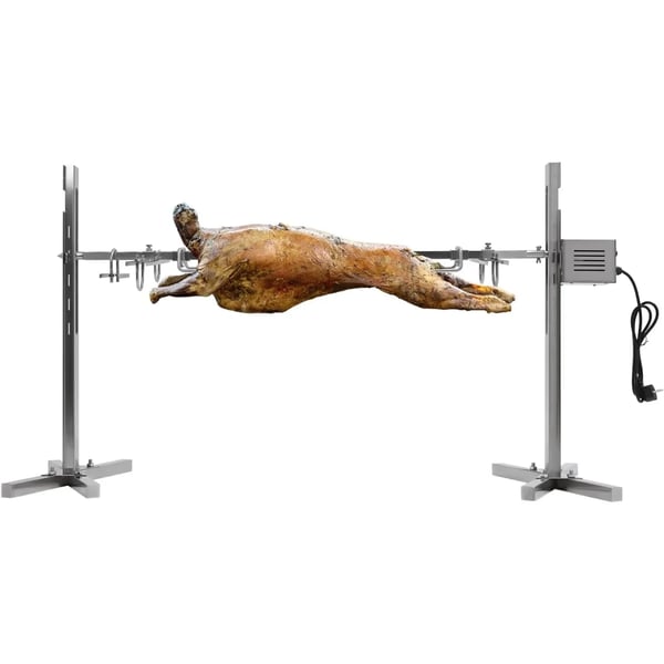 Elektrisk BBQ Rack Rotisserie, Justerbar Højde, 40kg Kapacitet,Sølv