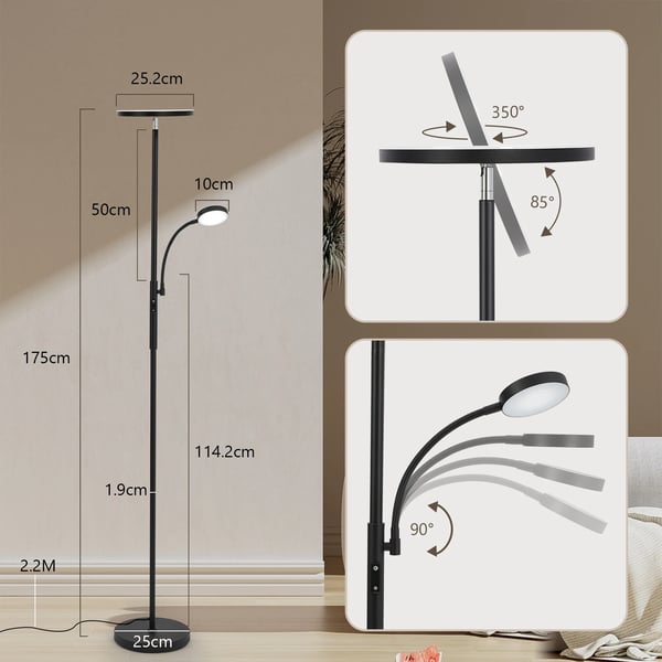 Gulvlampe, Justerbar Lysstyrke, Moderne Design, Nem Montering