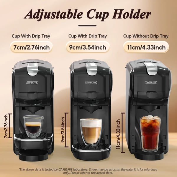 Cafelffe Kapselkaffemaskine, 19 Bar Tryk, 2 Kop Kapacitet,Sort, EU