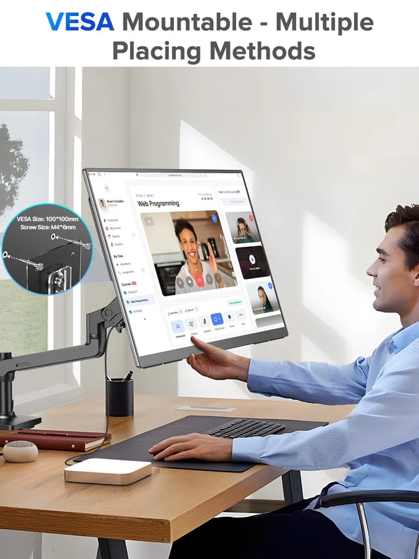 Bærbar Spilmonitor, 23,8" Full HD, 100Hz Opdateringsfrekvens,100HZ, EU-stik