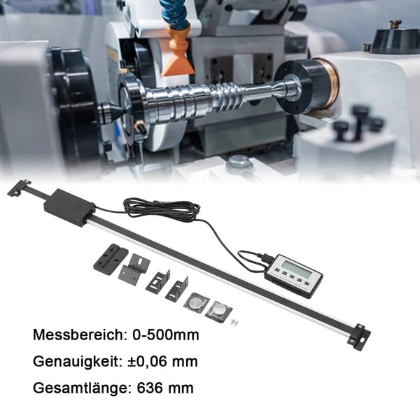 Digital Aflæsningsvægt, Aluminiumlegering, Længdeområde: 0-500mm, Kompatibel med Fræsemaskiner og Drejebænke, Digital LCD Skærm, Høj Præcisionsmåling