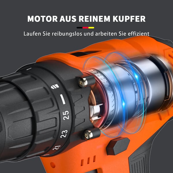 Trådløs Skruetrækker Sæt, 25 Momentniveauer, 45 Nm Maks Moment,1 Batteri