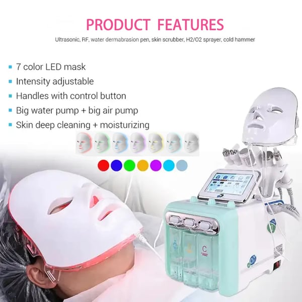 Hydro Dermabrasion -kasvohoitokone, syväpuhdistus, ihon nuorentaminen,7in1 Vihreä