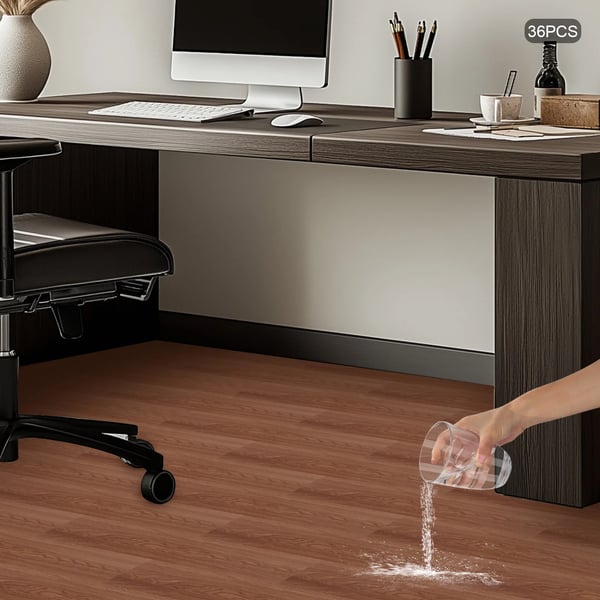 Selvklæbende Gulvfliser, PVC Materiale, 36 Fliser, 30 cm x 30 cm Dimensioner, Vandtæt, Høj Slidstyrke