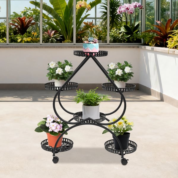 Plantebord, Multi-niveau Design, Robust Jernkonstruktion,sort