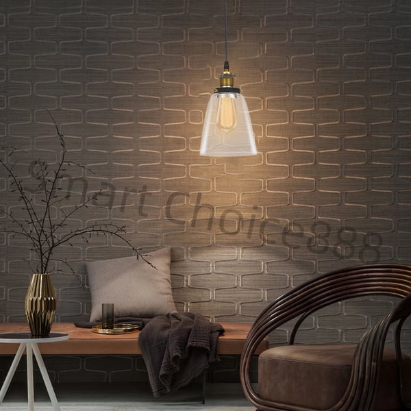 Glaslampe Skærm, Vintage Design, Justerbar Hængende Højde,Klar