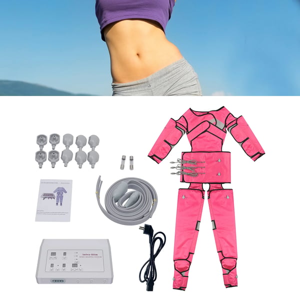 Hele Kroppen Massage Kostume, 1-7 Niveauer Lufttryk Massageapparat, Infrarød Varme & Lufttryk Massage,Pink