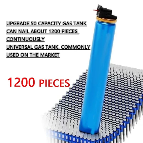 Gas Naglepistol, 120 Joules Effekt, 4 Udskiftelige Dyser,Brun