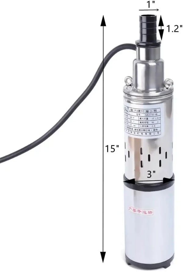 Dybbrønds nedsænkelig pumpe, soldrevet, højtydende,280W DC48V, 48V, EU