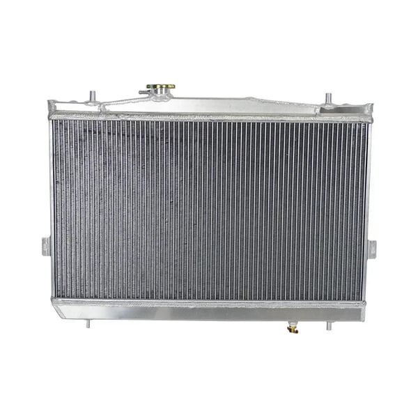 Radiator, legering aluminium, kerne størrelse 375mm x 670mm x 26mm, samlet størrelse 520mm x 710mm x 88mm, indløb størrelse 34mm, udløb størrelse 34mm
