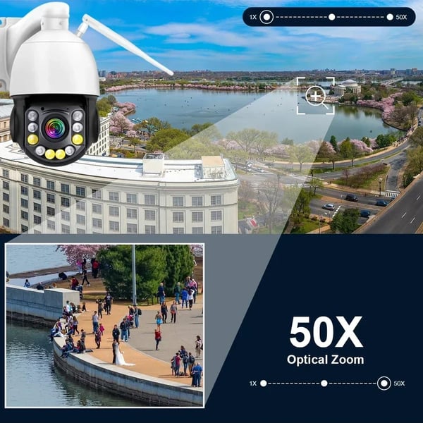 PTZ Kamera, 50x Optisk Zoom, Smart Farve Natvision,50X WIFI Ingen kort, EU stik
