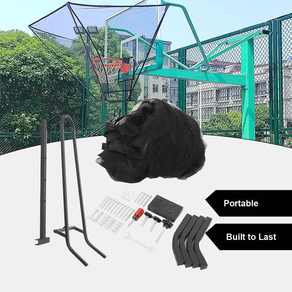 Basketball Skudtræner, Rustfrit Stål Materiale, Justerbare Dimensioner, Rotérbar 180° Rende, Kompatibilitet med Standard Kurve, Nem Samling