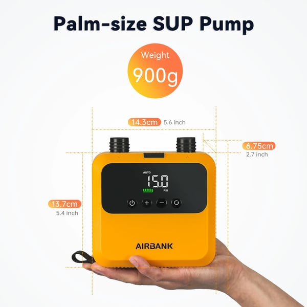 Elektrisk SUP Luftpumpe, 20 PSI Max, Genopladeligt Batteri,D23PRO 4500mAh 14.8V