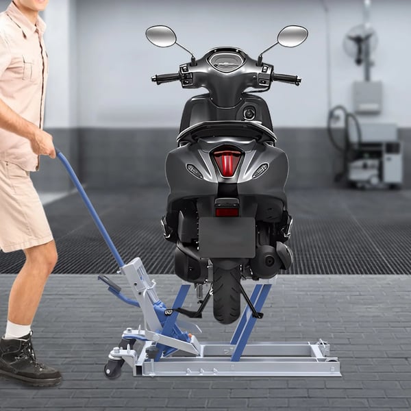 Hydraulisk Motorcykelreparationsstand, Justerbar Højde, 1500 lbs Kapacitet,Blå