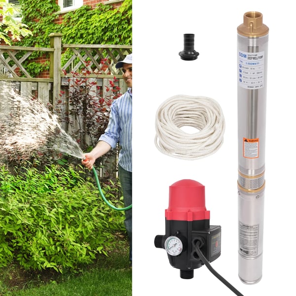 Undervandsbrøndpumpe, 750W Effekt, 2850o/min Hastighed, 70m Maksimal Løft, 20m Kabellængde, Rustfrit Stål Konstruktion