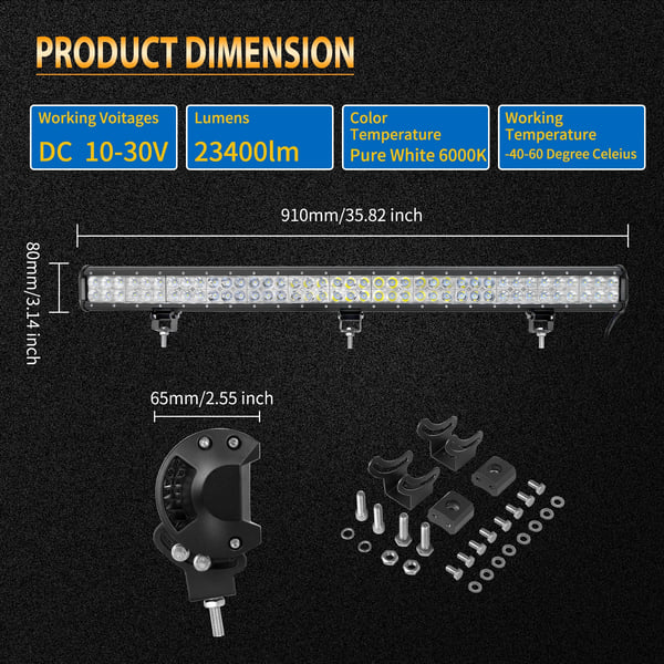 LED Lysbar, Kombineret Stråle, Universel Kompatibilitet,234w 2x18W Wire Kit