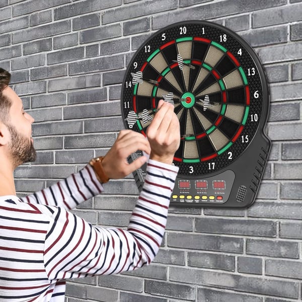 Elektronisk Dartskive, Dimensioner 44 cm x 50,5 cm, 6 Dartpile Inkluderet, 27 Spiltilstande, Vægmonteret, Stemmevejledninger på Engelsk