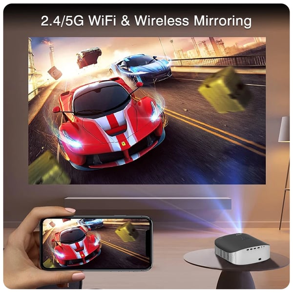 Projektor, Full HD 1920x1080, 1500 ANSI Lumen, Autofokus, WiFi-forbindelse, 40-200 tommer