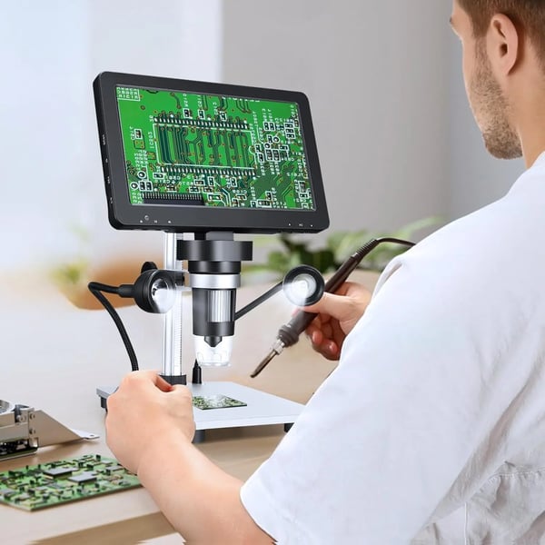 Digital Mikroskop, 12MP Opløsning, 8 LED Belysning,1200X, 220V med EU-stik