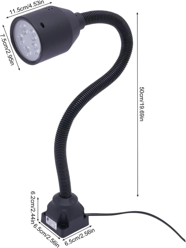 Værkstedslampe, Fleksibel Arm, LED Lyskilde,sort, 5w