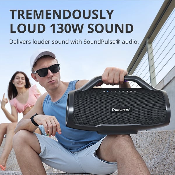 Bluetooth Højttaler, 130W Effekt, Op til 24 Timers Spilletid, IPX6 Vandtæt, Bluetooth v5.3, 18000mAh Batteri