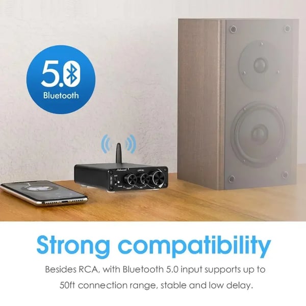 Nobsound Mini Bluetooth-forstærker, 100W pr. kanal, dual TPA3116 chips, HiFi-lyd