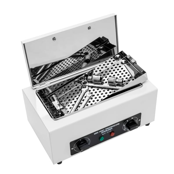 300W Tørvarme Sterilisator, Justerbar Temperatur 50-200°C, Kompakt Størrelse 31x20,5x17,5cm,HVID