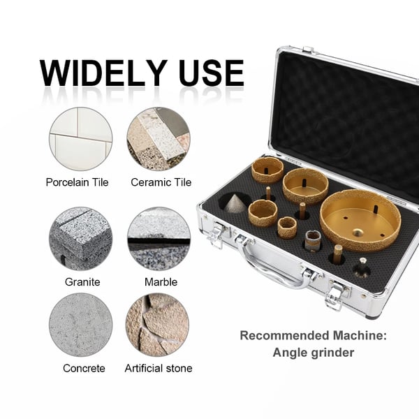 Diamantbor Kit, Flere Størrelser, Holdbar Konstruktion,11Pcs, M14 Tråd