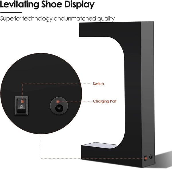 Sko Display Stativ, Magnetisk Levitation, LED Lys Rotation,sort