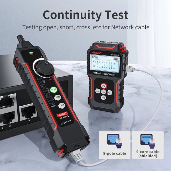 Netværkskabeltester, PoE-sporing, LCD-display,NF-8209S