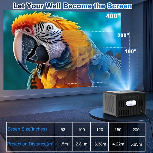 Projektor, 3500 ANSI Lumen, 1080P Full HD,EU Stik, X04 med TV Stick