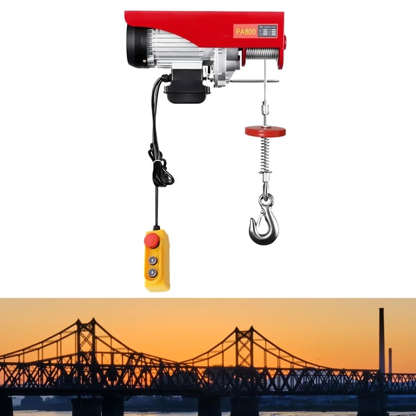 Elektrisk vinsj, 400-800 kg kapacitet, 12 m løftehøjde,Rød