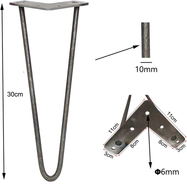 Bordben, Jernmateriale, 30 cm Højde, Sæt af 4, Moderne Design, Egnet til Forskelligt Møbel