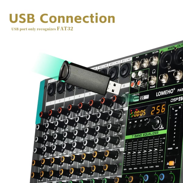 Mixningskonsol, 256 DSP-effekter, Bluetooth-funktion,EU PLUG