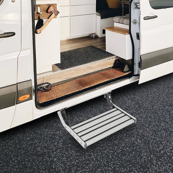 Foldbar RV-trin, Holdbart Aluminium, Indbygget LED-lys,Foldbar RV-trin