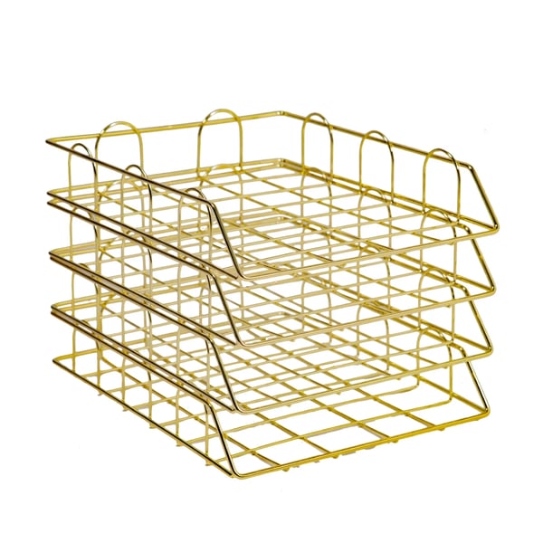 Dokumentbakke, Metal Konstruktion, Stabelbar Design,Guld