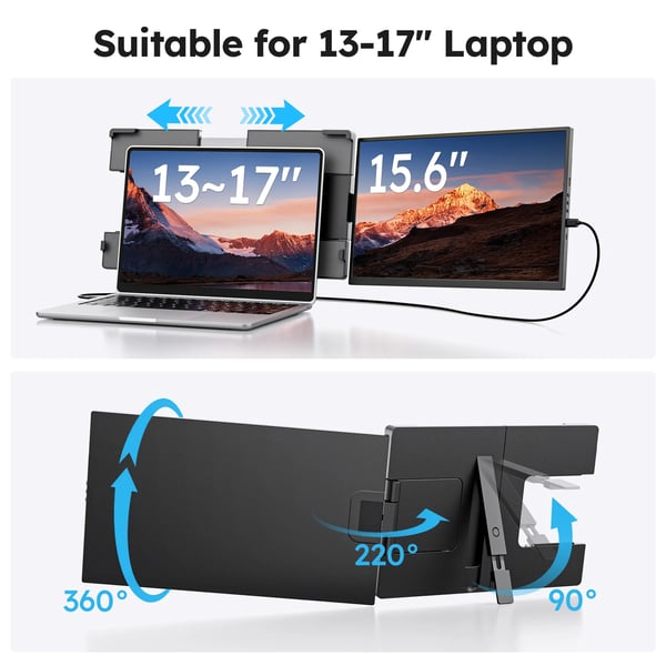 Bærbar Skærm, 15,6 tommer, FHD 1920 x 1080, IPS Panel, Kontrastforhold 1000:1, 60 Hz Opdateringsfrekvens