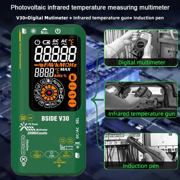Digital multimeter, infraröd termometer, högprecisionsmätningar,V30