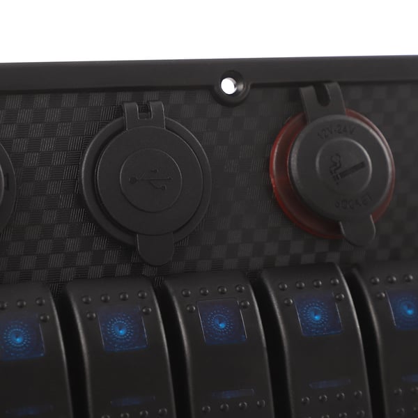 LED-kytkinohjauspaneeli, 8-asentoinen, USB-portit,musta