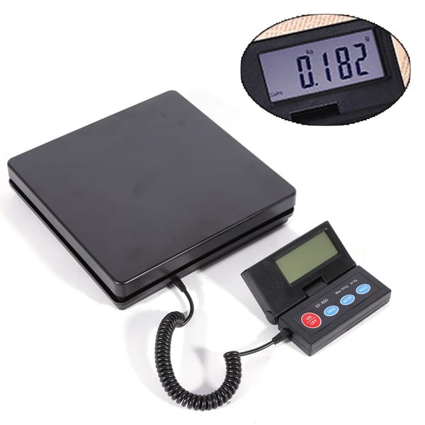 Digital vægt, maksimal kapacitet 50 kg, LCD-display, foldbart design, egnet til køkken og hjemmebrug, drevet af 2 AAA-batterier