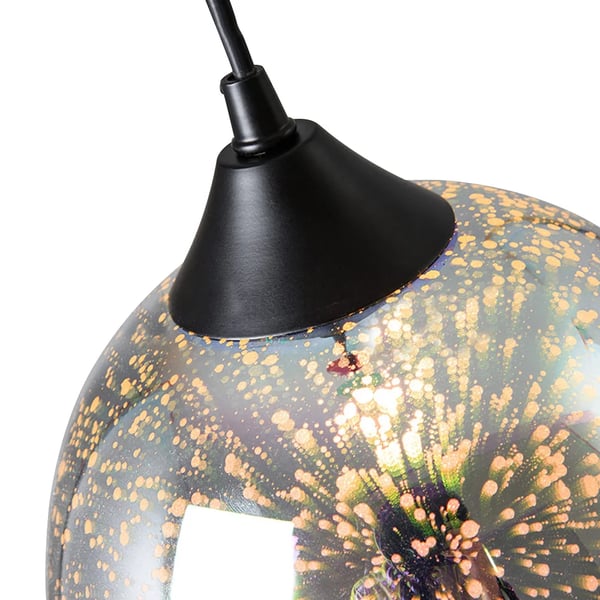 Pendellampe, 3D Glasdesign, Justerbar Højde,EU-stik, 31-40W, Gul