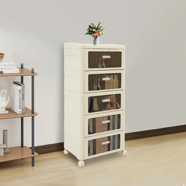 Opbevaringsskab, 5-skuffe design, mobil med hjul,Klar