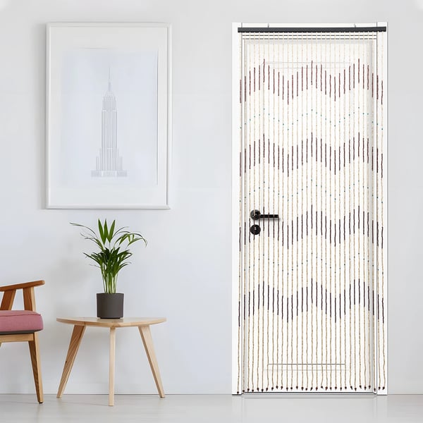 Træperle Dørgardin, Brun-Beige Farve, 31 Strenge,220x90cm, Brun-Beige