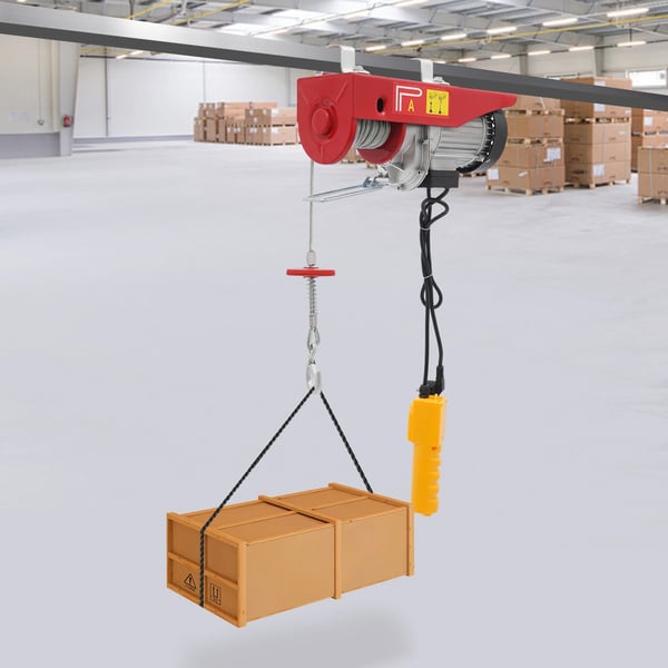 Elektrisk hejseværk, 1300W effekt, 800kg kapacitet, løfter 10m/min, inkluderer dobbeltlinje